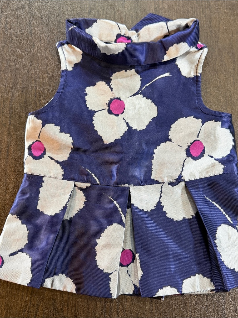 Janie and Jack Navy Floral Sleeveless Dress with Pink Accents Sz 18-24M